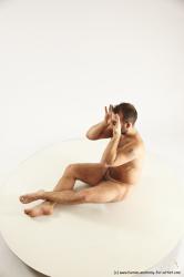 Nude Man White Sitting poses - simple Average Short Brown Sitting poses - ALL Multi angles poses Realistic